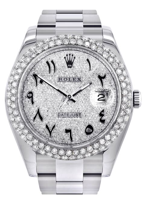 diamond rolex arabic dial|diamond watch with arabic numerals.